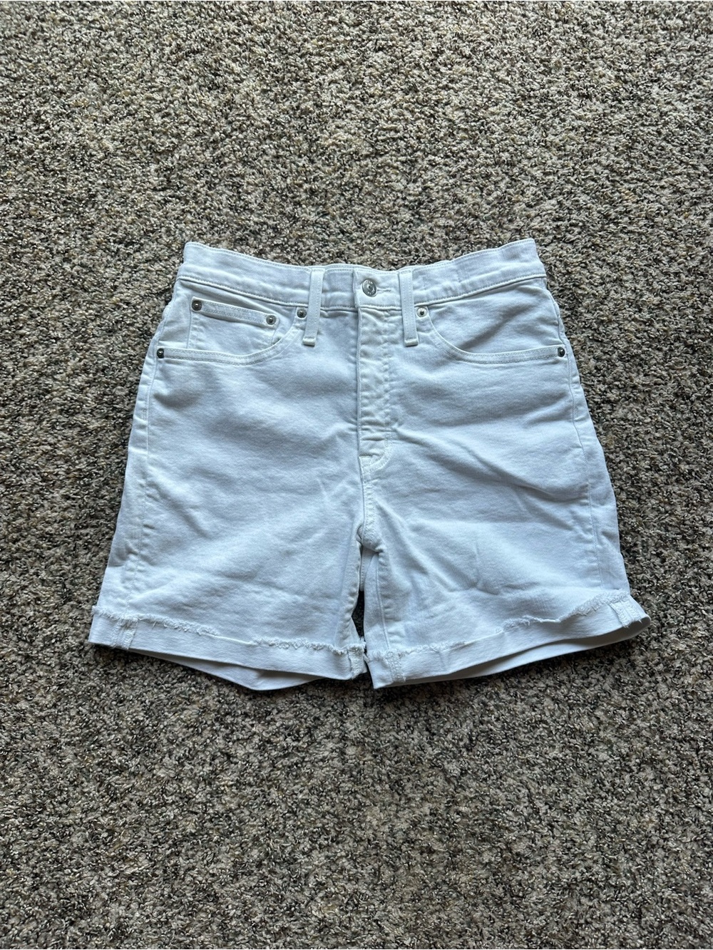 J. Crew High Rise White Denim Shorts 5” inseam size 28